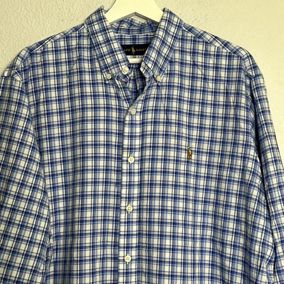 Ralph Lauren Men’s Size XLarge Blue White Button Down Long Sleeve Shirt Office - Picture 3 of 11